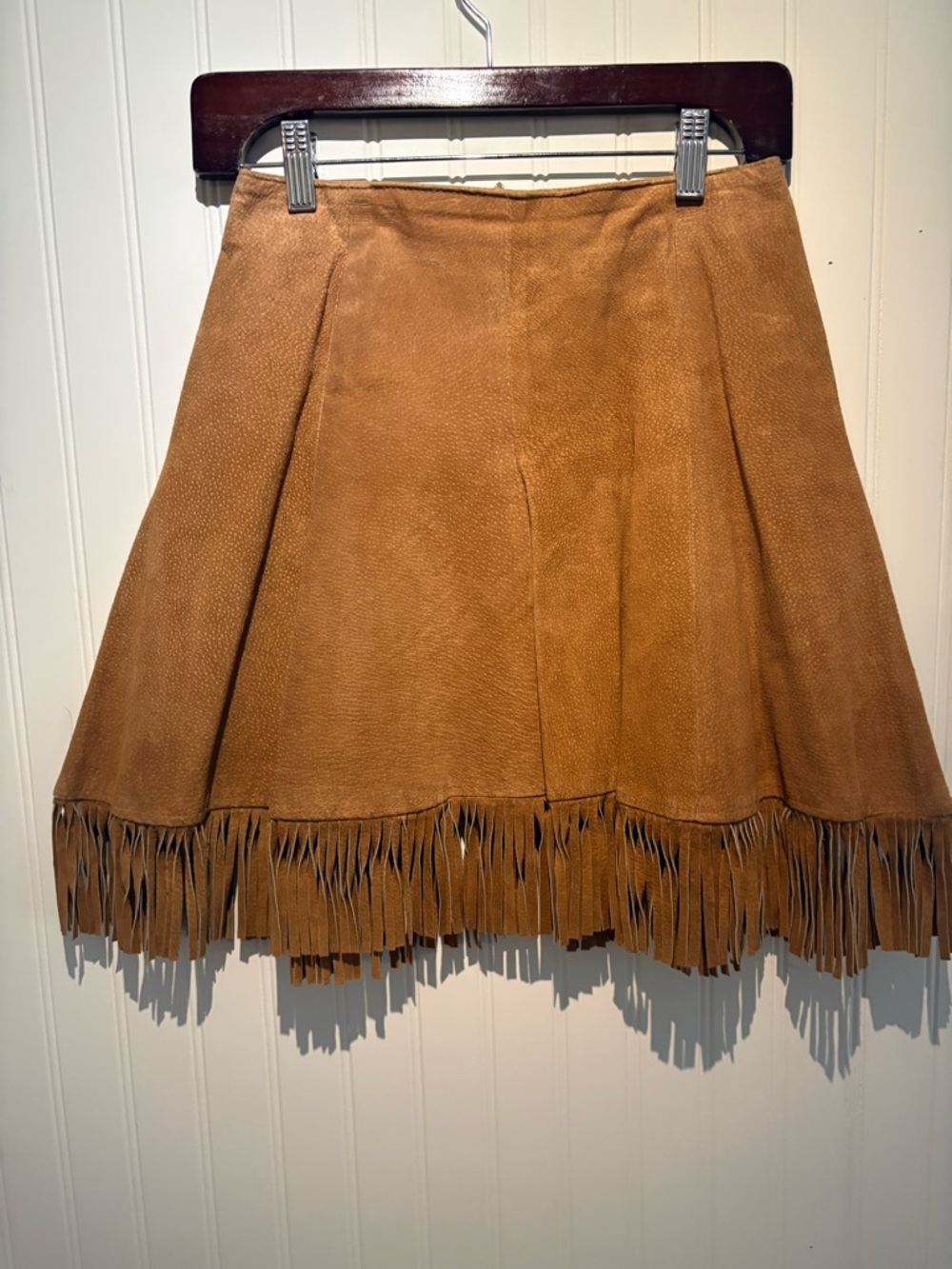 OUTERWEAR  BY PHOENIX  made in USA Suede Fringe Skirt - Tan VTG